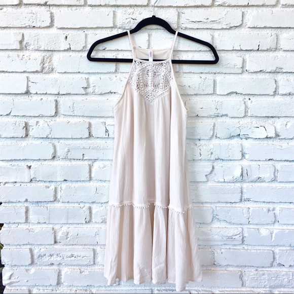 Xhilaration Dresses & Skirts - Xhilaration Cream Crochet Boho Midi High Neck